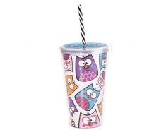 Uatt hiboux en Verre avec Paille, en Plastique, Multicolore