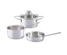 Fissler Batterie de cuisine 3 piÃ¨ces, 1 faitout avec couvercle, 1 casserole & 1 poÃªle, Tous feux dont induction, Inox 18/10, Snack Set