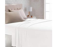 AmazonBasics Drap plat satinÃ©, 275 x 275Â cm, Blanc