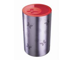 Meliconi 14000939686BA Panier Ã Linge Acier Brosse 50 L Couvercle Rouge