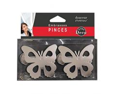douceur dintérieur 2 embrasses pince 7x5.8cm metal peint papillando taupe