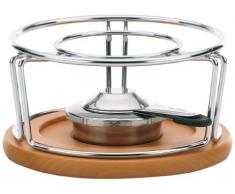 Kela 61000 rÃ©chaud pour fondues et wok, mÃ©tal chromÃ©/bois, diamÃ¨tre 21 cm, hauteur 11,5 cm Natura