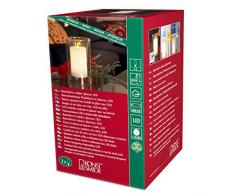 Konstsmide 1970-000 Bougie Cire VÃ©ritable avec Photophore en Verre + Interrupteur + DÃ©tecteur CrÃ©pusculaire + 2 LED Blanc Chaud 1,5 V