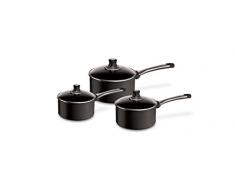 Tefal Batterie de cuisine antiadhésif Preference Pro, Aluminium, Noir, 3 pièces