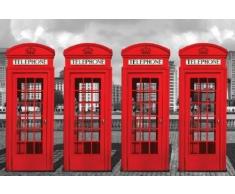 1art1 50086 Poster Londres Quatre Cabines Téléphoniques Rouges 91 x 61 cm
