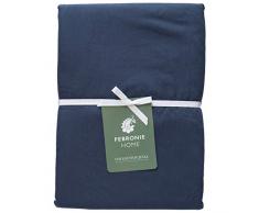 Moorish Idol - Satin de Coton Drap Plat- 240cm x 300cm- Bleu Encre