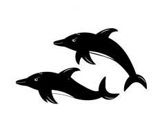 TATOUTEX Stickers 2 Dauphins - Bleu Foncé, L 50cm x H 30cm