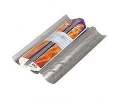patisse 3664 Crousty Moule à 3 Baguettes Antiadhésif Acier Revêtu Argent 38 x 25 x 0,5 cm