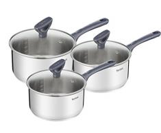 Tefal G712S344 Set de 3 Casseroles et Couvercles Tous Feux Dont Induction, Acier Inoxydable, Gris