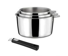 Malice - SÃ©rie de 3 casseroles 16/18/20cm, inox avec poignÃ©e noire