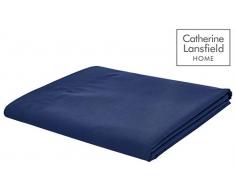 Catherine Lansfield linens Limited Drap Plat 2 Personnes en Percale de Polycoton 180 Fils, Bleu Marine, pour 240cm x 275cm