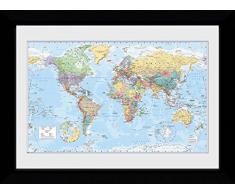 GB Eye Poster Carte du Monde, 2017, encadrÃ©e, 50Â x 70Â cm, Bois, diffÃ©rents, 55Â x 75Â x 2.9Â cm