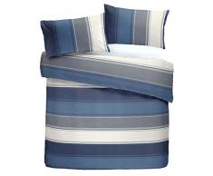 Fusion &Quot;Classique Betley à Larges Rayures Housse de Couette, Coton Polyester, Bleu, Super-King