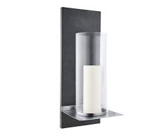 blomus 65423 Bougeoir Mural Finca Taille L, Acier Inoxydable, Argent/Noir/Transparent, 21 x 19 x 52 cm