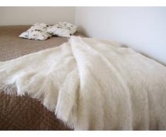 Couverture Extra douce-100% Mohair -OURSON - Blanc A0 - 130 x 180