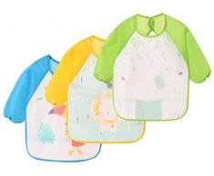 NOVAGO Bavoir Tablier rÃ©sistant Ã leau Ã Manches Longues,Tablier de Repas,de Jeu,de Peinture pour Les Enfants de 6 Ã 36 Mois(3 pcs, 2)