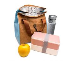 NERTHUS Sac Isotherme Porte-Aliments Design avec Motif Tyvek en Kraft et dÃ©tails Bleu