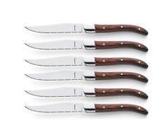 Amefa 252000WP00K35 Royal Steak Assortiment de 6 Couteaux Ã Viande Laguiole avec poignÃ©e en Bois de Pakka livrÃ©s dans Un Ã©crin de Bois