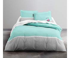 TODAY Enjoy Watermelon-Parure HC4 : Housse de Couette 240x260 + 2 Taies dOreiller 100% Coton, COTON-57 Fils, Bleu, 240/260
