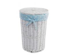 DQuatre Panier Ã Linge Rond en Osier Blanc Bleu bÃ©bÃ©s D.32 H.47