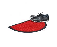 Relaxdays Paillasson demi-lune tapis dâentrée demi-rond antidérapant caoutchouc intérieur welcome good-bye 40x60cm, rouge