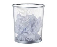 Relaxdays Poubelle métal maille Corbeille à papier bureau chambre treillis métallique 26 cm Ã, hauteur 27,5 cm, argenté