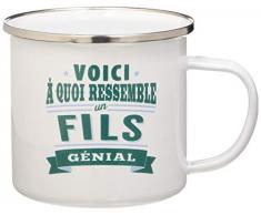 LES BONS GARS 04208000004 LES Tasse Fils- MÃ©tal, Blanc, 9,5 cm