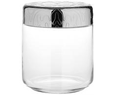 Alessi Mw21/75 Dressed Pot Hermétique en Verre, Couvercle en Acier Inoxydable 18/10 Brillant avec Décoration en Relief
