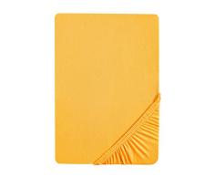 Castell 77113/530/041 Drap Housse en Jersey Stretch pour un Lit Jaune 140 x 200 cm à 160 x 200 cm