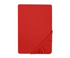 Biberna 77155/176/040 Drap Housse en Jersey Stretch pour un Lit Simple Rouge 90 x 190 cm Ã 100 x 200 cm