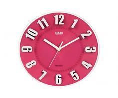 Habi Horloge Murale, Ronde, 25 cm, Plastique, Fuchsia