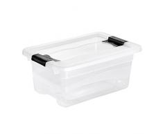 keeeper Boîte de Rangement avec Couvercle et Système de Fermeture Coulissante, 29,5 x 19,5 x 12,5 cm, 4 l, Cornelia, Transparent