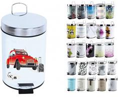 MSV 100494 Poubelles Ã pÃ©dale Citroen 2 CV 3 litres, Acier Inoxydable, Multicolore, 25x25x35 cm