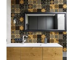 Stickers adhésifs carrelages | Sticker Autocollant Carreaux de Ciment - Mosaïque carrelage mural salle de Bain et Cuisine | Carreaux de Ciment Adhésif Mural - Azulejos 20 x 20 cm - 15 Pièces