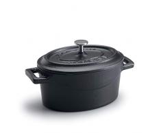 Pentole Agnelli Slowcook Casserole Ovale avec 2 poignÃ©es, en Fonte 4.8 litri Noir Opaque