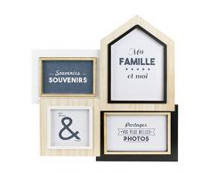 THE HOME DECO FACTORY HD4667 Pele Mele 4 Photos, Bois, Beige-Noir, 33 x 1,5 x 36 cm