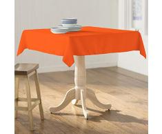 La Nappe Carrée en Lin Polyester en Popeline, Polyester, Orange, 147.30000000000001 x 147.30000000000001 x 0.04 cm