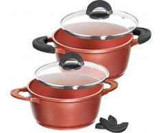 IMPERA 15280 Faitout en Fonte dAluminium 4 pièces, 20/24 cm, Hot Chili Batterie de Cuisine Aluminium Rouge