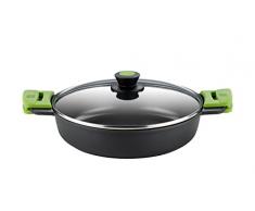 BRA Prior - Faitout Bas avec Couvercle en Verre et anses en Silicone, 24 cm