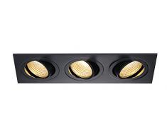 SLV Led plafond new Tria 3 dl Square Spot encastré kit, COB, 2700 K, 38 °C, avec pilote, clip plumes Noir 114200