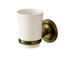 Bisk 00407 Gobelet en cÃ©ramique avec Support en Laiton Antique 7,8 x 12 x 10,5 cm