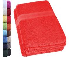NatureMark Lot de 2 Serviettes de Bain 70 x 140 cm 100% Coton Rouge 70 x 140 cm