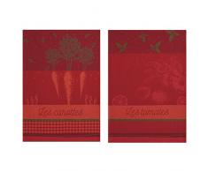 Coucke 3152193003454 Lot de 2 torchons et Un carrÃ© Ã©ponge LÃ©gumes du Potager, Coton, Orange, 75x50 cm