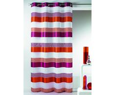 Home Maison HM6941404 Voilage Fantaisie à Rayures Horizontales Tissée Polyester Framboise 140 x 240 cm