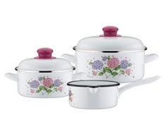 GSW 189965 Hortensie Set de 5 casseroles en acier Ã©maillÃ© Blanc