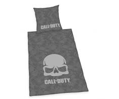 Herding CALL OF DUTY Parure de Lit RÃ©versible, Housse de Couette 135 x 200 cm, Taie dOreiller 80 x 80 cm, Coton/Linon, Gris