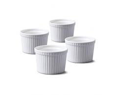 WM Bartleet & Sons 1750Â Lot de 2Â traditionnel en porcelaine Profondeur ramequins avec couvercles, blanc, Set of 4-8x8x5.5cm