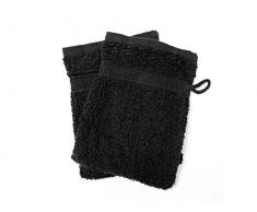 Soleil dOcre 421043 Lot de 2 Gants de Toilette Coton Noir 16 x 21 cm