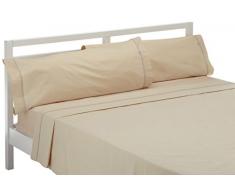 ES-Tela LIsos Biés 50/50 â Parure de draps Para cama de 180 cm, 4 piezas Camel