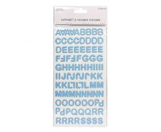 Creative Simplement Moderne Bleu Chipboard Alphabet et Nombre Autocollants aggloméré Multicolore
